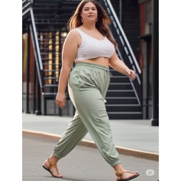 Banana Republic Green Place Holder Relaxed Lyocell Jogger Pants Plus Size 20 - Picture 1 of 12